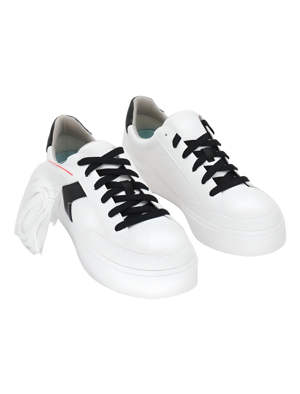 Dr. Scholl's Madison Lace Sneakers White Black Faux Leather Size 8.5M